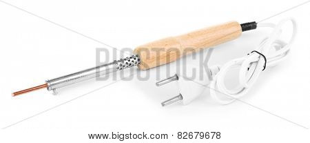 Electric soldering iron isolated on white