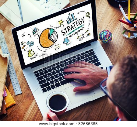 Strategy Development Goal Marketing Vision Planning Man Concept