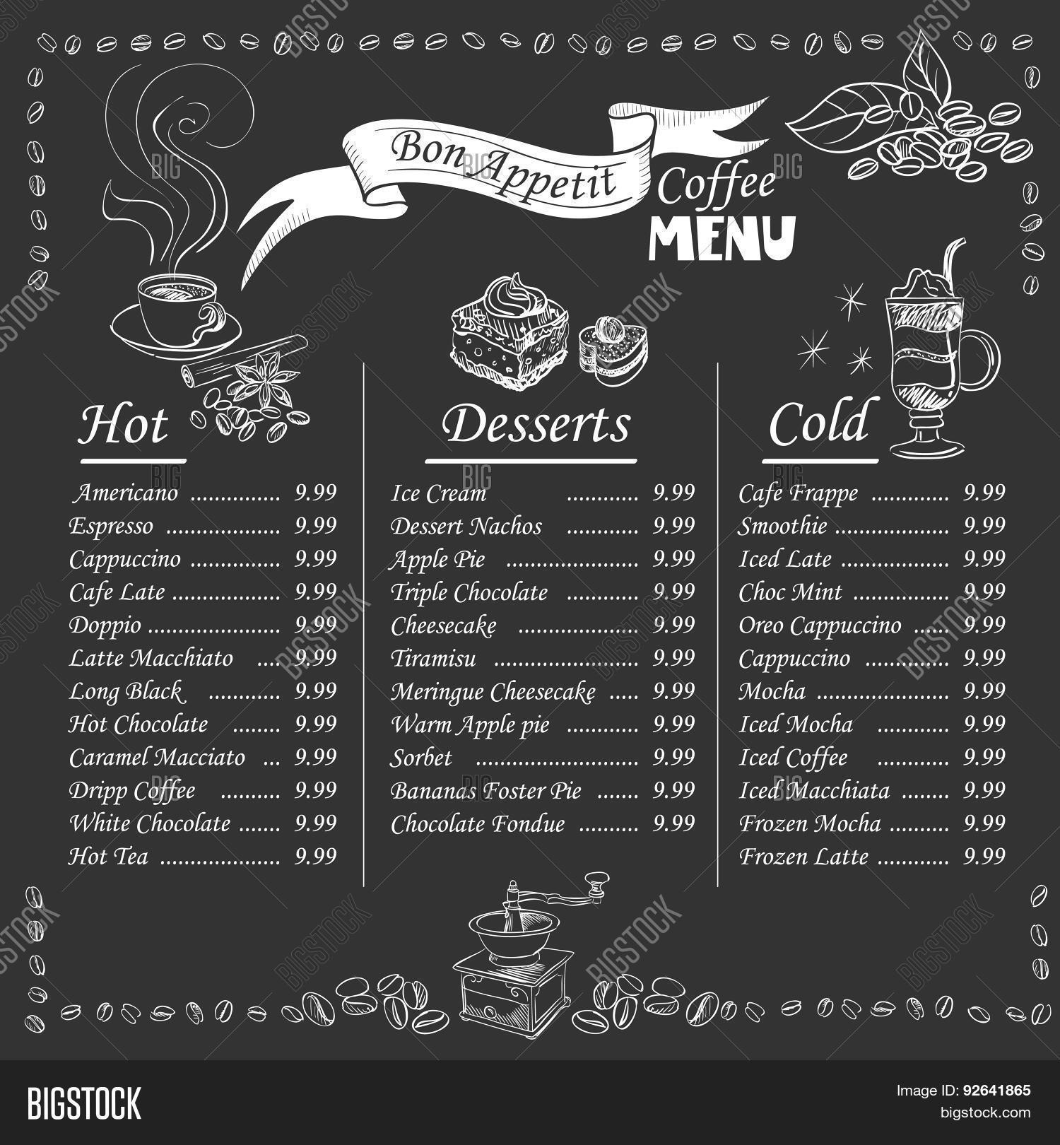 Coffee Menu On Vector Photo Free Trial Bigstock