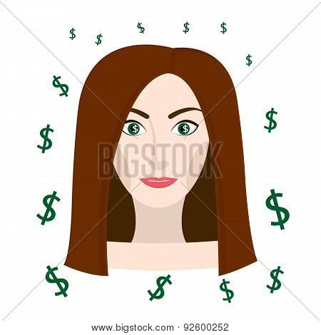 Black-haired Girl Thinking About Money