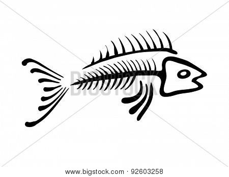 black fish bone, vector illustration, ethno style