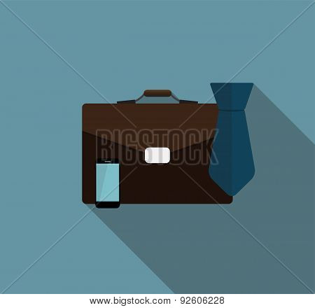 Business Proces Icon Flat Icon with Long Shadow, Vector Illustra