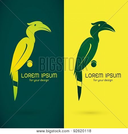 Vector Image Of An Hornbill Design On Green Background And Yellow Background, Logo, Symbol