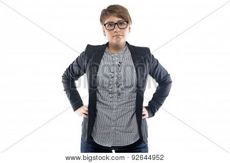 Image of pudgy woman with hands on hips