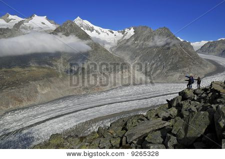 Hikers at the Aletsch