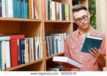 Smart student in a library