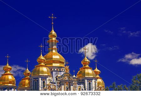 The Church Against The Blue Sky. Summer Blue Sky Orthodox Church