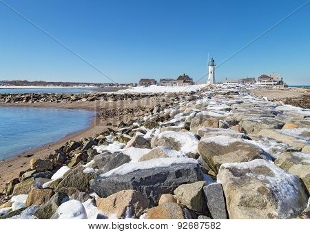 Scituate Lighthouse In South Shore Of Boston