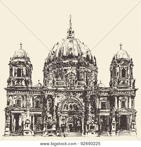 Berlin Cathedral Berliner Dom Germany Hand drawn