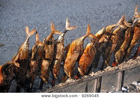 Steckerlfisch - kala on kiinni