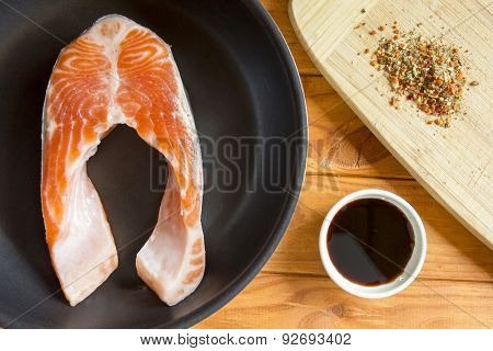 Trout In The Pan With The Sauce And Spices