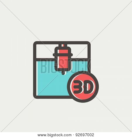 3D printing machine icon thin line for web and mobile, modern minimalistic flat design. Vector icon with dark grey outline and offset colour on light grey background.