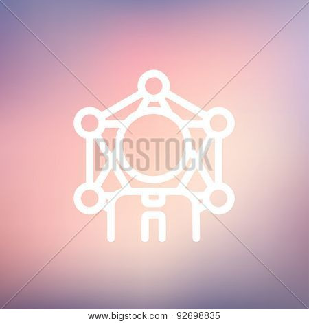 Brain idea technology icon thin line for web and mobile, modern minimalistic flat design. Vector white icon on gradient mesh background.