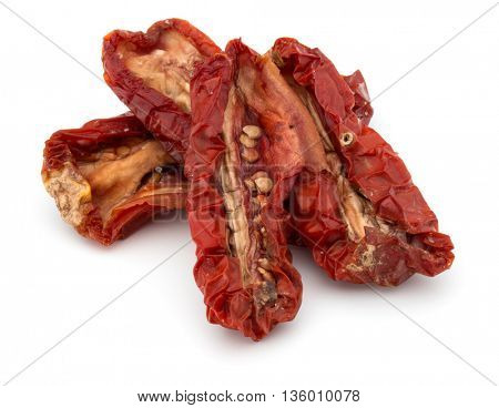 Dried tomatoes isolated on white background cutout