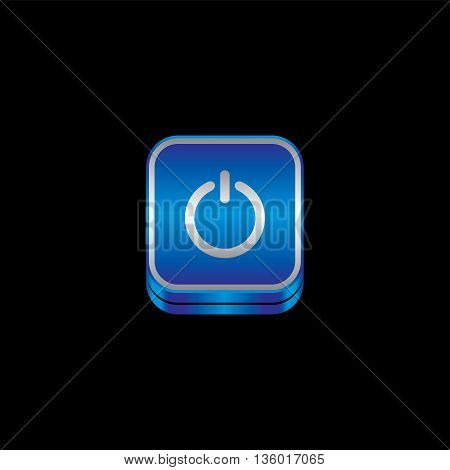power switch blue metal plate theme icon button vector art illustration