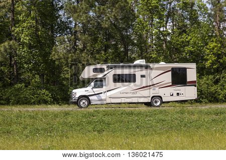 WESTLAKE USA - APR 15: Coachmen Leprechaun Recreational Vehicle on the road in Louisiana. April 15 2016 in Westlake Louisiana United States