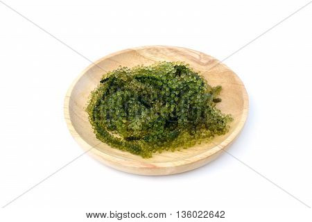Sea Grapes (Caulerpa Lentillifera) seaweed isolated on white