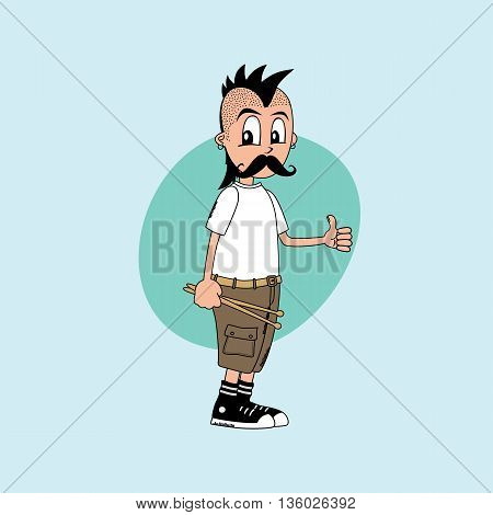 male cartoon character drummer music band theme vector art illustration