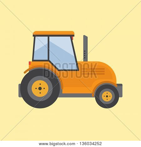 Tractor. Farmer machine in flat style vector illustration eps10