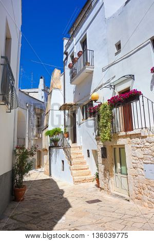 Perspective of an alleyway of Turi. Puglia. Italy.