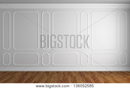White Wall In Classic Style Room With Parquet