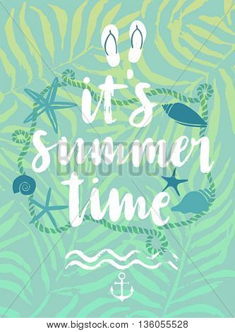 Summer hand drawn calligraphyc card. Vector illustration.