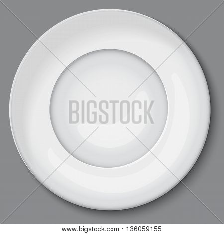 Vector Illustration Of Empty White Plate.
