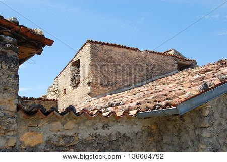 mountain architecture among the alleys of Assergi in Abruzzo - Italy