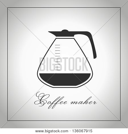 Graphic filter coffee pot. Coffee maker machine pot. Isolated illustration. Vector.