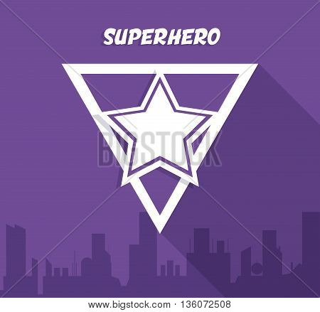 Superhero concept represented by sign over ciy scene icon. Colorfull and flat illustration