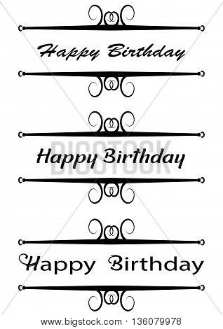 Poster with Happy Birthday text, ornamental text.
