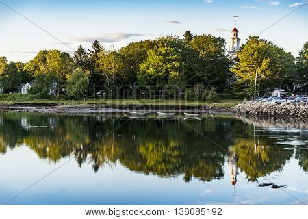 Nice view of the small harbour in Kennebunkport, Maine, USA