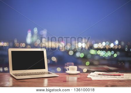 Laptop Night City Background