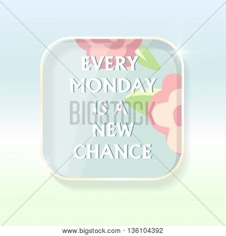 banner with motivation quote on floral spring background. every monday is a new chance.