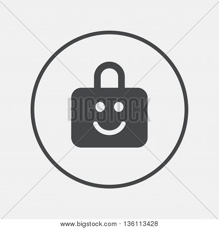 Child lock icon. Locker with smile symbol. Child protection. Round button with flat icon. Vector