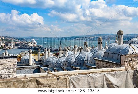The Hammam against the Süleymaniye Mosque in the background the Bosphorous