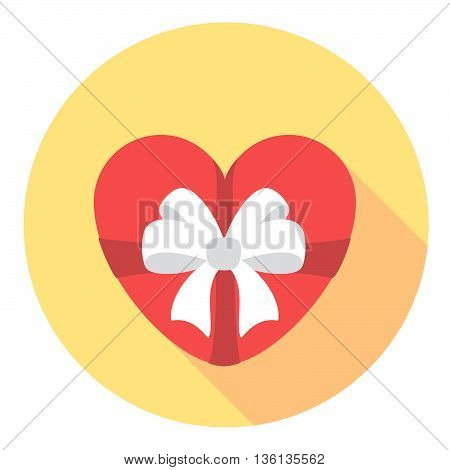 Heart Gift With Ribbon Flat Style Design Icon
