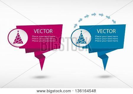 Christmas Tree On Origami Paper Speech Bubble