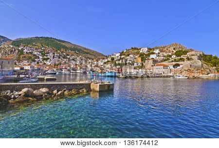 landscape of Hydra island Saronic Gulf Greece