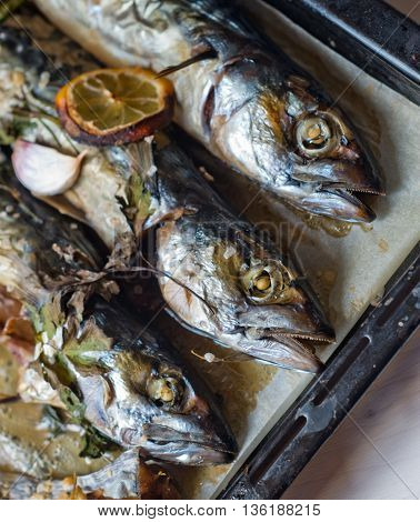 excellent fresh blue fish for a healthy diet freshly cooked with olive oil lemon and herbs