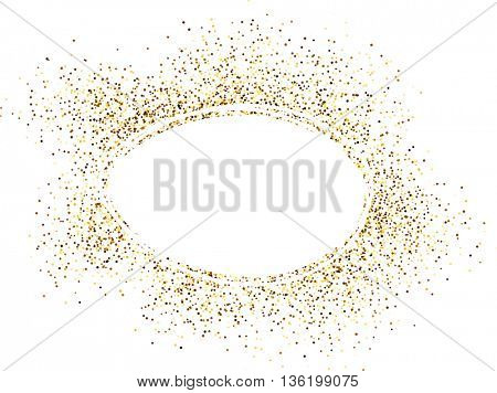 White oval background with sand. Vector paper illustration.