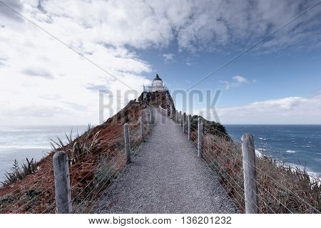 The path to Nugget Point Lighthouse, New Zealand.