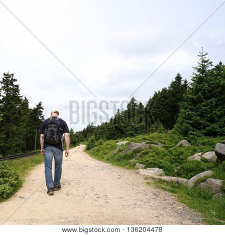 Walking on the Goetheweg at the foot of Brocken in the Harz National Park