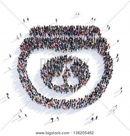 Large and creative group of people gathered together in the shape of jam, food, image. 3D illustration, isolated against a white background.
