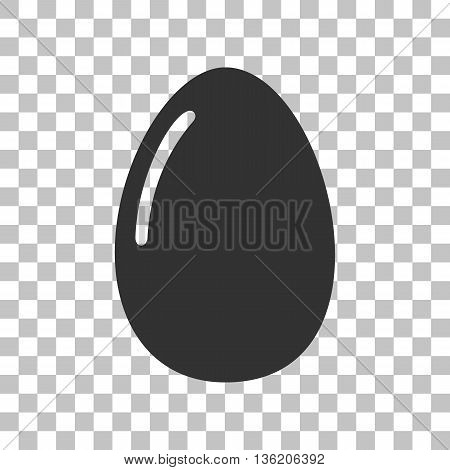 Chiken egg sign. Dark gray icon on transparent background.