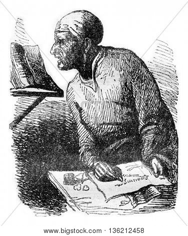 Subtle Doctor, vintage engraved illustration. Magasin Pittoresque 1836.