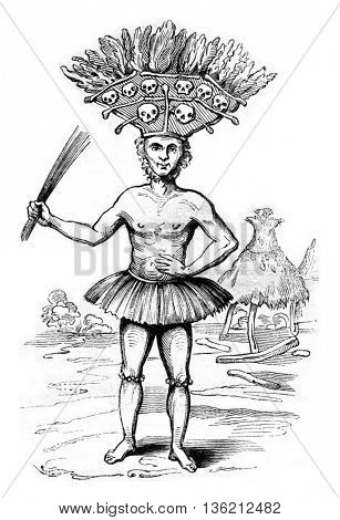 Man with Gris Gris by Ma Yerma, vintage engraved illustration. Magasin Pittoresque 1836.