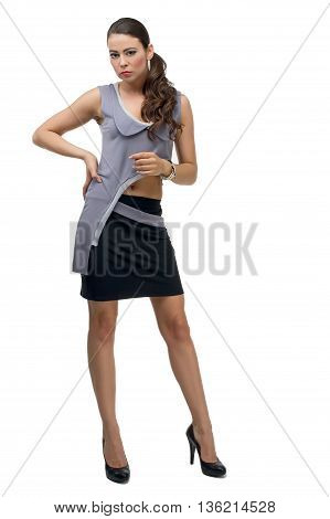 sensual lovely girl posing to camera in studio