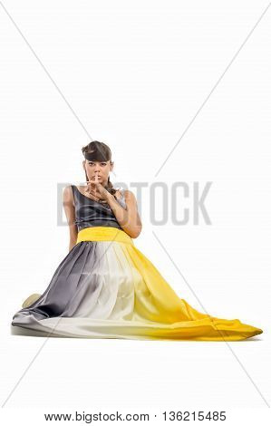 sensual lovely girl posing to camera in studio