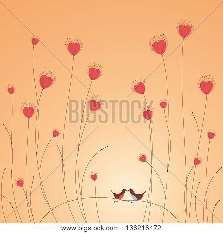 Floral design with birds and heart shape